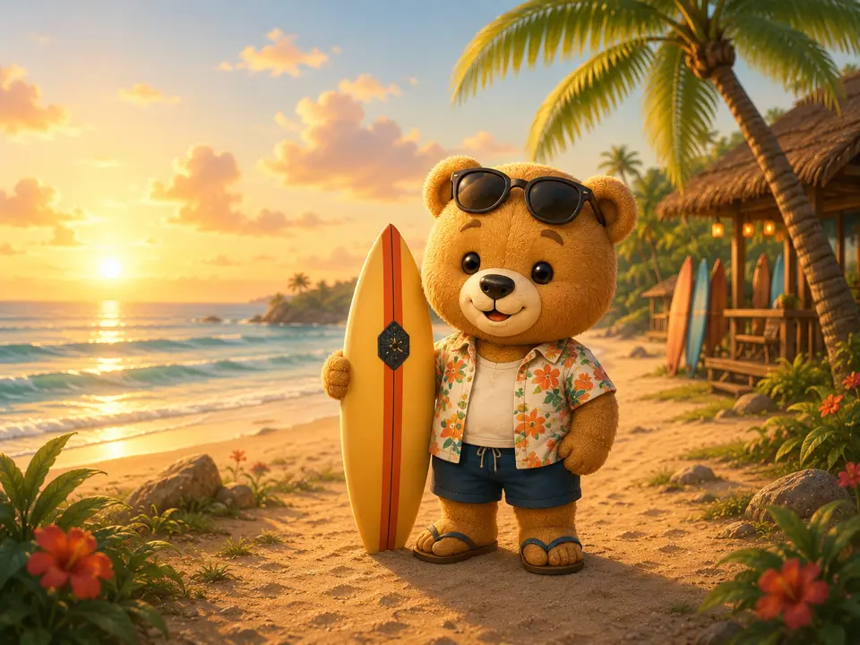 Ourson d'ete en vacances
